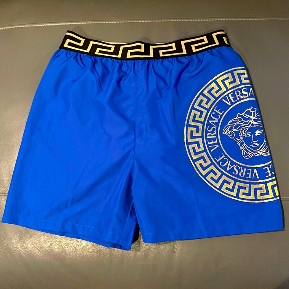 Kids Blue Authentic Versace Swim Trunks